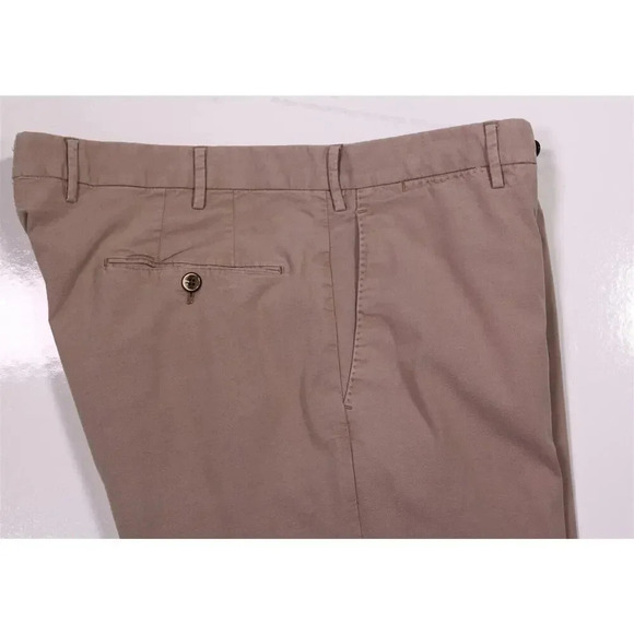PT01 Easy Fit Light Brown Cotton Stretch Flat Front Chino Pants 36x26 - Picture 2 of 8